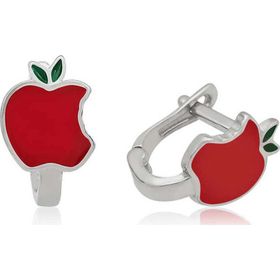 Pilelistore 925 Ayar Gümüş Kırmızı Elma Çocuk Küpesi