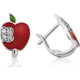 Pilelistore 925 Ayar Gümüş Kırmızı Elma Çocuk Küpesi