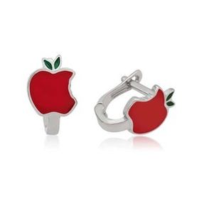 Pilelistore 925 Ayar Gümüş Kırmızı Elma Çocuk Küpesi