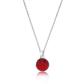 pilelistore 925 Ayar Gümüş Kırmızı Kristal Taşlı Kadın Gümüş Kolye