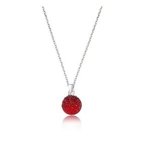 pilelistore 925 Ayar Gümüş Kırmızı Kristal Taşlı Kadın Gümüş Kolye