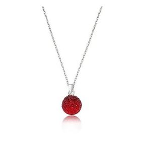 pilelistore 925 Ayar Gümüş Kırmızı Kristal Taşlı Kadın Gümüş Kolye
