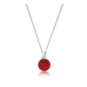pilelistore 925 Ayar Gümüş Kırmızı Kristal Taşlı Kadın Gümüş Kolye