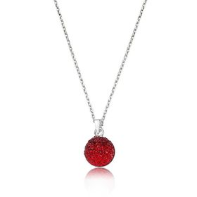 pilelistore 925 Ayar Gümüş Kırmızı Kristal Taşlı Kadın Gümüş Kolye