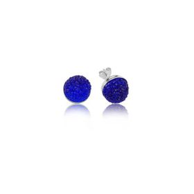 Pilelistore 925 Ayar Gümüş Kristal Mavi Çivili Küpe