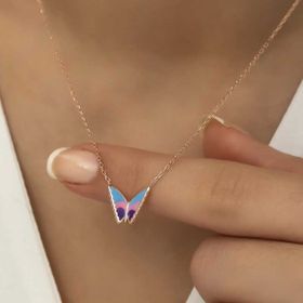 pilelistore 925 Ayar Gümüş Minimal Kelebek Kadın Gümüş Kolye