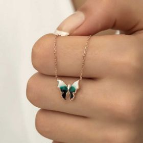 pilelistore 925 Ayar Gümüş Minimal Kelebek Kadın Gümüş Kolye