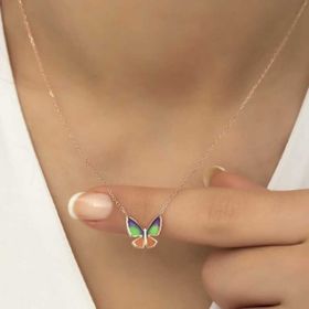 pilelistore 925 Ayar Gümüş Minimal Kelebek Kadın Gümüş Kolye
