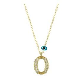 pilelistore 925 Ayar Gümüş Nazar Gold Ö Harfi Kadın Gümüş Kolye