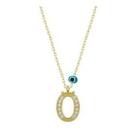 pilelistore 925 Ayar Gümüş Nazar Gold Ö Harfi Kadın Gümüş Kolye