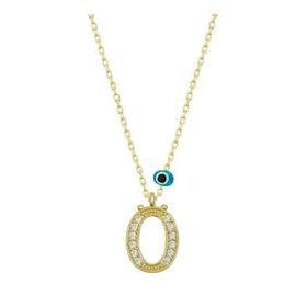 pilelistore 925 Ayar Gümüş Nazar Gold Ö Harfi Kadın Gümüş Kolye