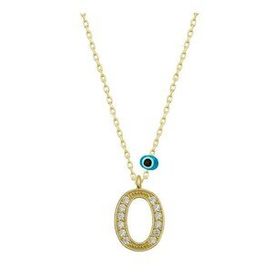 pilelistore 925 Ayar Gümüş Nazar Gold Ö Harfi Kadın Gümüş Kolye