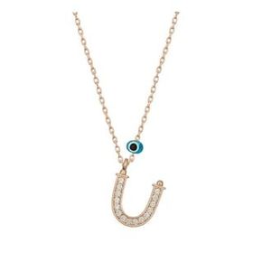 Pilelistore 925 Ayar Gümüş Nazar Rose Ü Harfi Kadın Gümüş Kolye