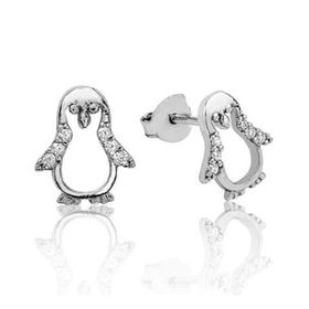 Pilelistore 925 Ayar Gümüş Penguen Çivili Küpe