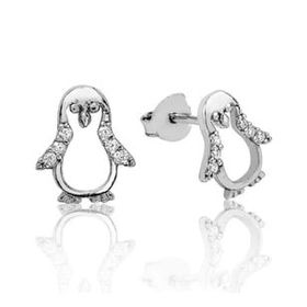 Pilelistore 925 Ayar Gümüş Penguen Çivili Küpe