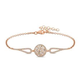 Pilelistore 925 Ayar Gümüş Rose Baget Taşlı Bileklik