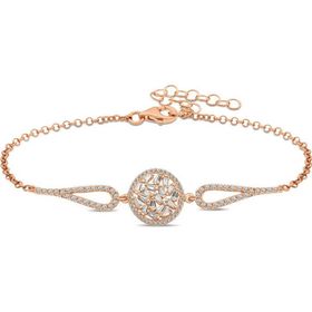 Pilelistore 925 Ayar Gümüş Rose Baget Taşlı Bileklik