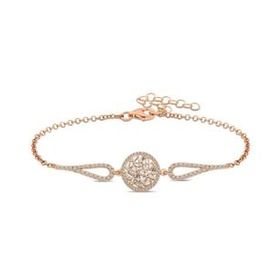 Pilelistore 925 Ayar Gümüş Rose Baget Taşlı Bileklik