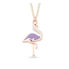 Pilelistore 925 Ayar Gümüş Rose Flamingo Kadın Kolye