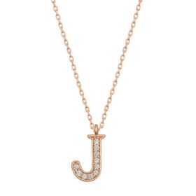 pilelistore 925 Ayar Gümüş Rose J Harfi Kadın Gümüş Kolye