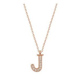 pilelistore 925 Ayar Gümüş Rose J Harfi Kadın Gümüş Kolye