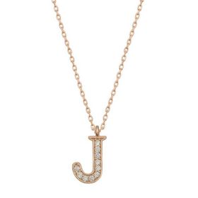 pilelistore 925 Ayar Gümüş Rose J Harfi Kadın Gümüş Kolye