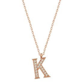 pilelistore 925 Ayar Gümüş Rose K Harfi Kadın Gümüş Kolye