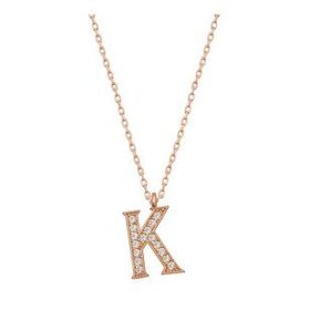 pilelistore 925 Ayar Gümüş Rose K Harfi Kadın Gümüş Kolye
