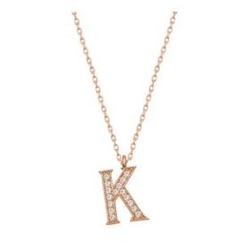 pilelistore 925 Ayar Gümüş Rose K Harfi Kadın Gümüş Kolye
