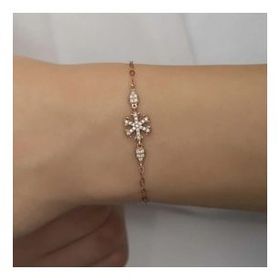Pilelistore 925 Ayar Gümüş Rose Kar Tanesi Kadın Bileklik