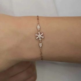 Pilelistore 925 Ayar Gümüş Rose Kar Tanesi Kadın Bileklik