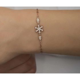 Pilelistore 925 Ayar Gümüş Rose Kar Tanesi Kadın Bileklik