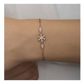 Pilelistore 925 Ayar Gümüş Rose Kar Tanesi Kadın Bileklik