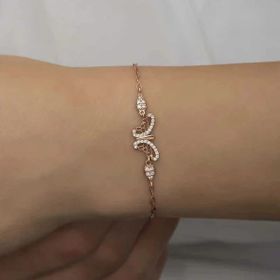 Pilelistore 925 Ayar Gümüş Rose Kelebek Bileklik