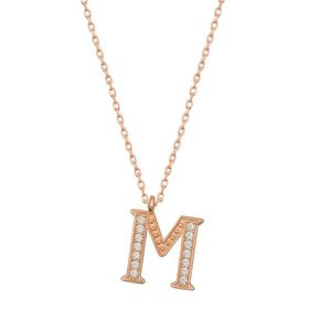 pilelistore 925 Ayar Gümüş Rose M Harfi Kadın Gümüş Kolye