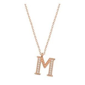 pilelistore 925 Ayar Gümüş Rose M Harfi Kadın Gümüş Kolye