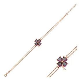 Pilelistore 925 Ayar Gümüş Rose Mistik Topaz Yonca Bileklik
