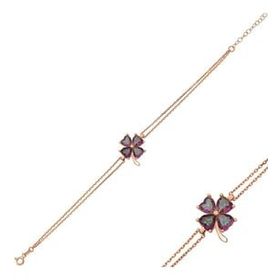 Pilelistore 925 Ayar Gümüş Rose Mistik Topaz Yonca Bileklik