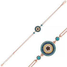 Pilelistore 925 Ayar Gümüş Rose Nazar Bileklik