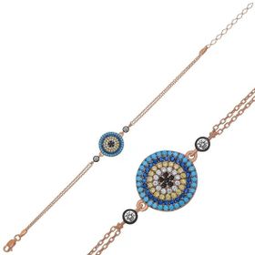 Pilelistore 925 Ayar Gümüş Rose Nazar Bileklik