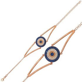 Pilelistore 925 Ayar Gümüş Rose Nazar Bileklik