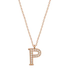 pilelistore 925 Ayar Gümüş Rose P Harfi Kadın Gümüş Kolye