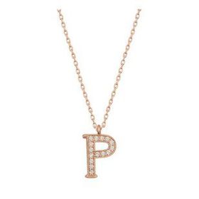 pilelistore 925 Ayar Gümüş Rose P Harfi Kadın Gümüş Kolye
