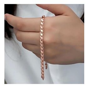 Pilelistore 925 Ayar Gümüş Rose Pullu Zincir Kadın Bileklik