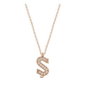 pilelistore 925 Ayar Gümüş Rose S Harfi Kadın Gümüş Kolye