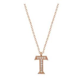pilelistore 925 Ayar Gümüş Rose T Harfi Kadın Gümüş Kolye