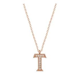 pilelistore 925 Ayar Gümüş Rose T Harfi Kadın Gümüş Kolye