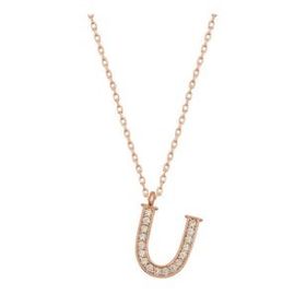 pilelistore 925 Ayar Gümüş Rose U Harfi Kadın Gümüş Kolye