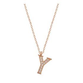 pilelistore 925 Ayar Gümüş Rose Y Harfi Kadın Gümüş Kolye