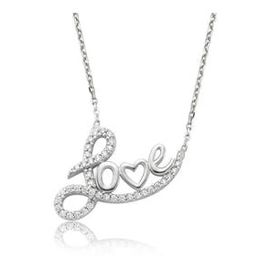 Pilelistore 925 Ayar Gümüş Taşlı Love Kadın Gümüş Kolye